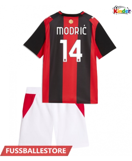 Günstige AC Milan Luka Modric #14 Heimtrikotsatz Kinder 2026-27 Kurzarm (+ Kurze Hosen)